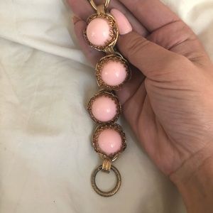 Bubble gum pink and gold vintage bracelet